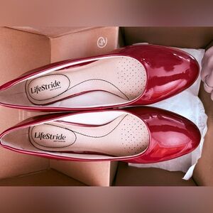 Life Stride Red Patent Comfort Short Heels